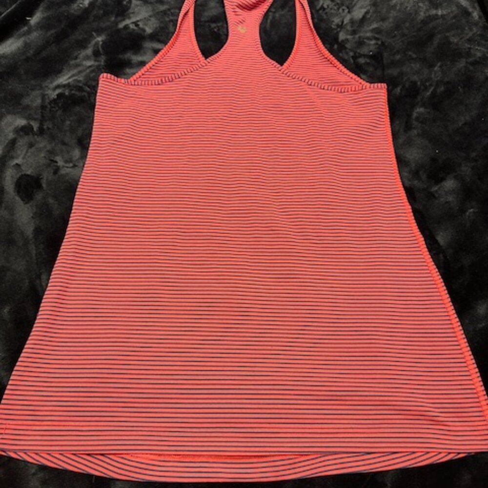 lululemon athletica Pink and Black Striped Racerback Tank Top